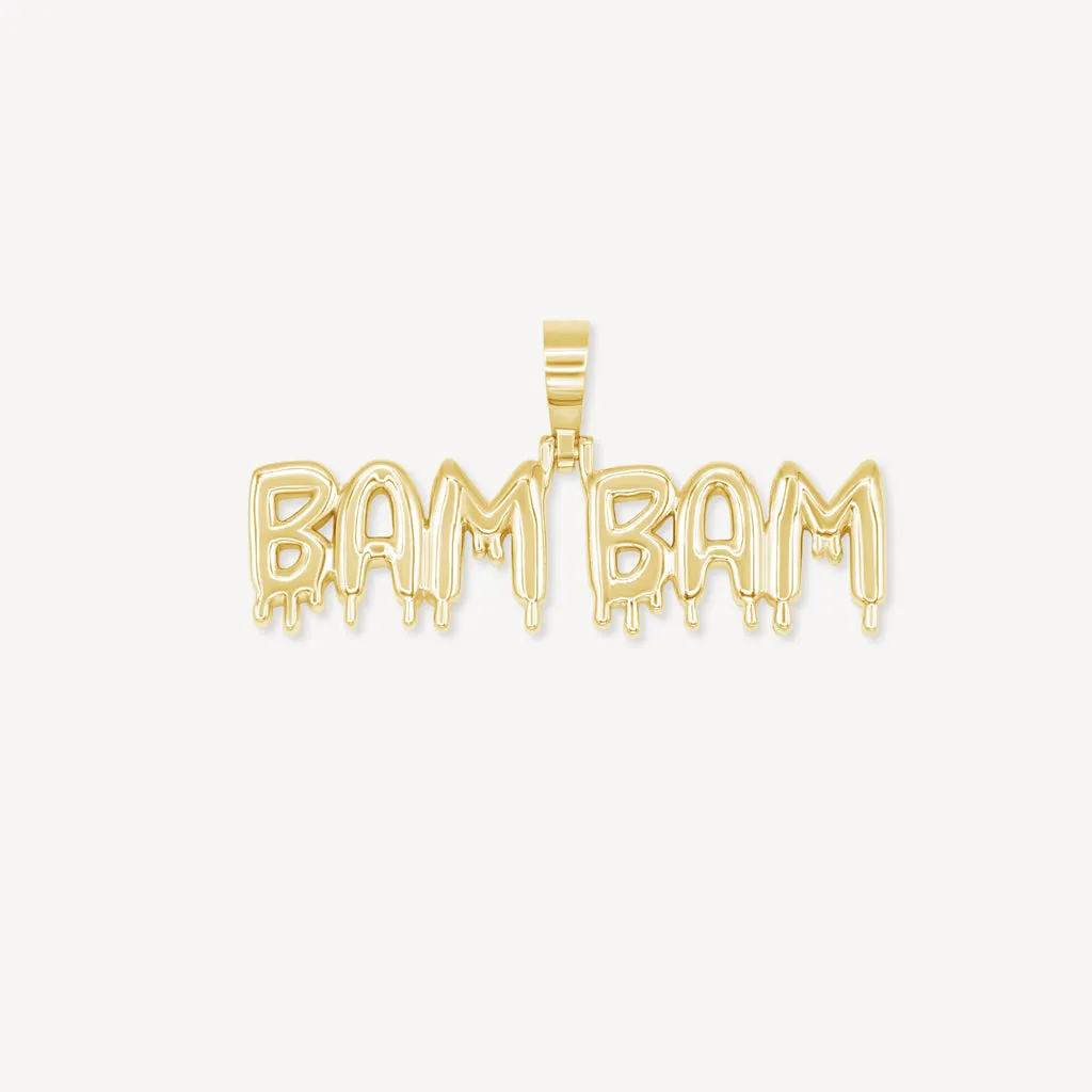 10k Custom Bubble Gold Name Pendant