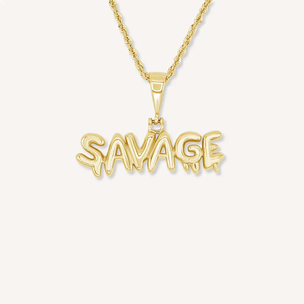 10k Custom Bubble Gold Name Pendant