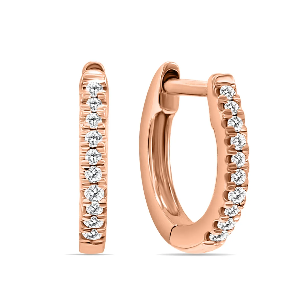 1/10 Carat Tw Small Diamond Huggie Hoop Earrings In 10K Rose Gold