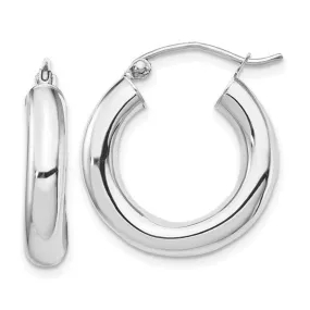 14K W Gold 21mm High Polished Hoop Earrings