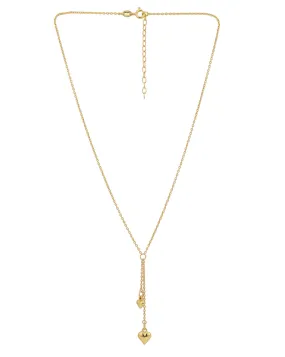 925 Sterling Silver 18kt Gold Plated Dangling Heart with Chain Lariat Necklace for women