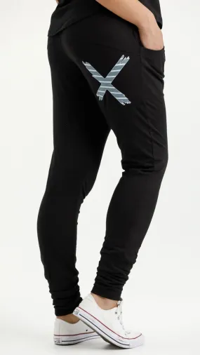 Apartment Pants Winter Weight Black with Stormy Stripe X