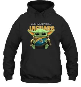 Baby Yoda Loves The Jacksonville Jaguars Star Wars Baby Yoda Hugs Jaguars NFL Adult Hoodie Sweatshirt