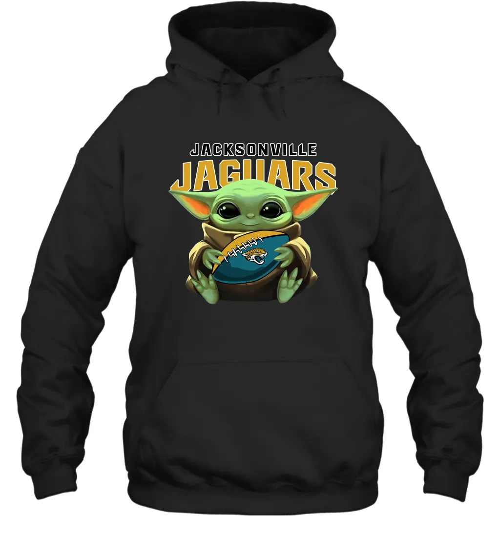 Baby Yoda Loves The Jacksonville Jaguars Star Wars Baby Yoda Hugs Jaguars NFL Adult Hoodie Sweatshirt