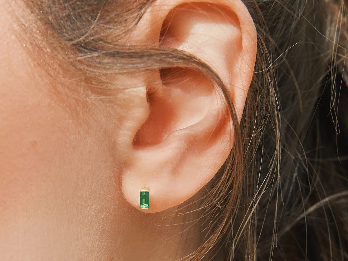 Baguette Emerald Studs