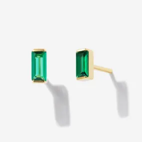 Baguette Emerald Studs