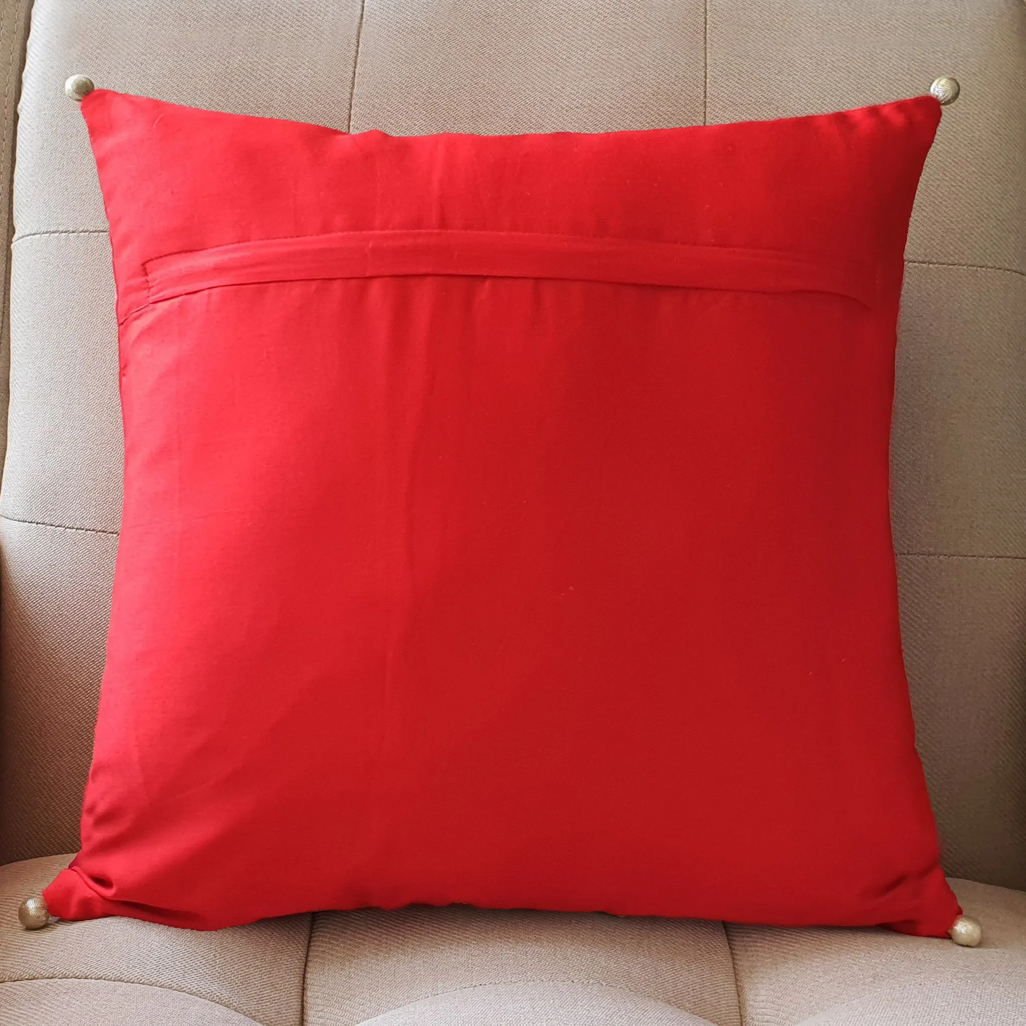 Beautiful Red and Pink Brocade Silk Cushion Cover, 40 x 40cm