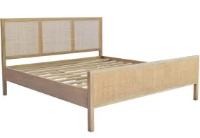 Beige Teak Woven Coastal Bed