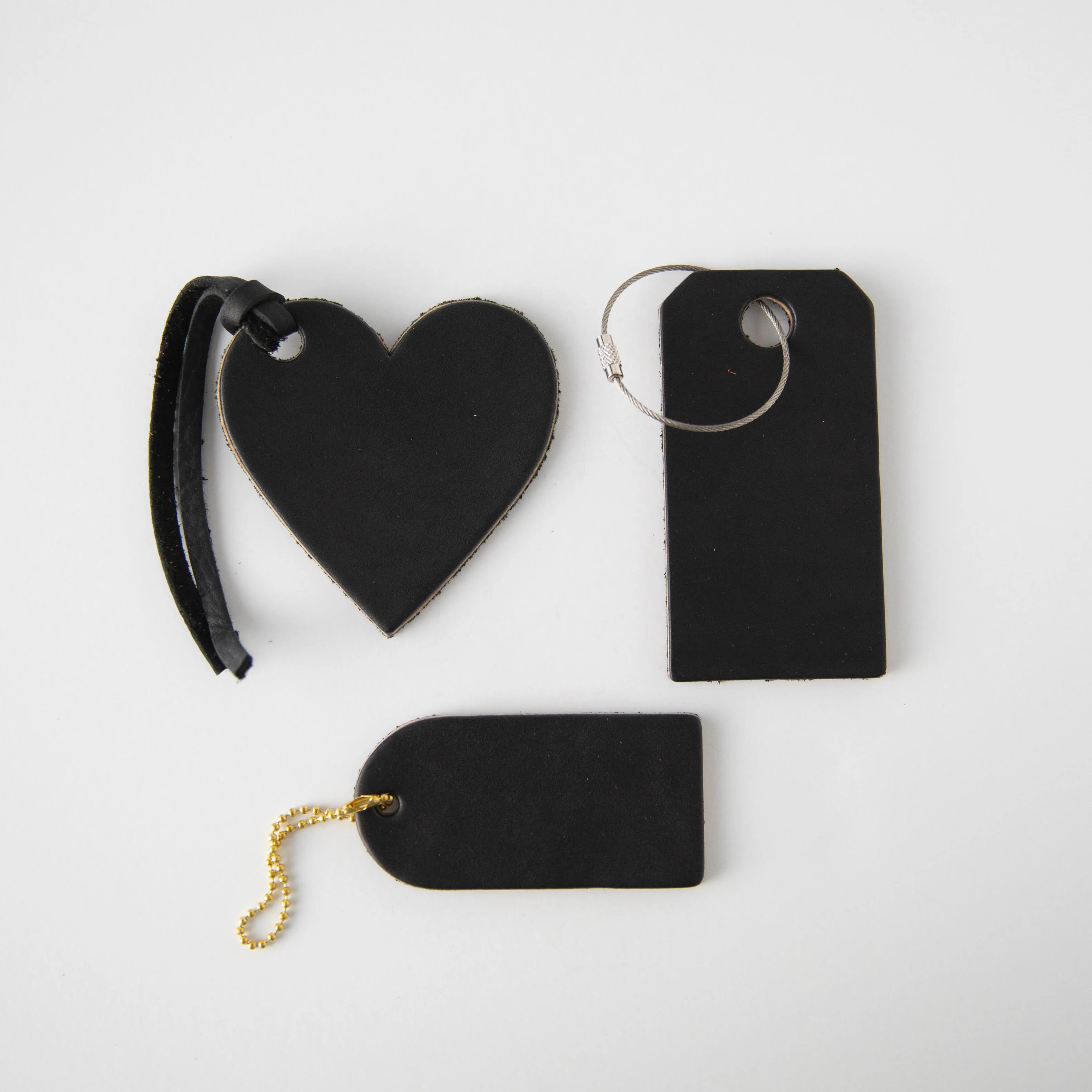 Black Leather Heart Tag