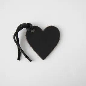 Black Leather Heart Tag