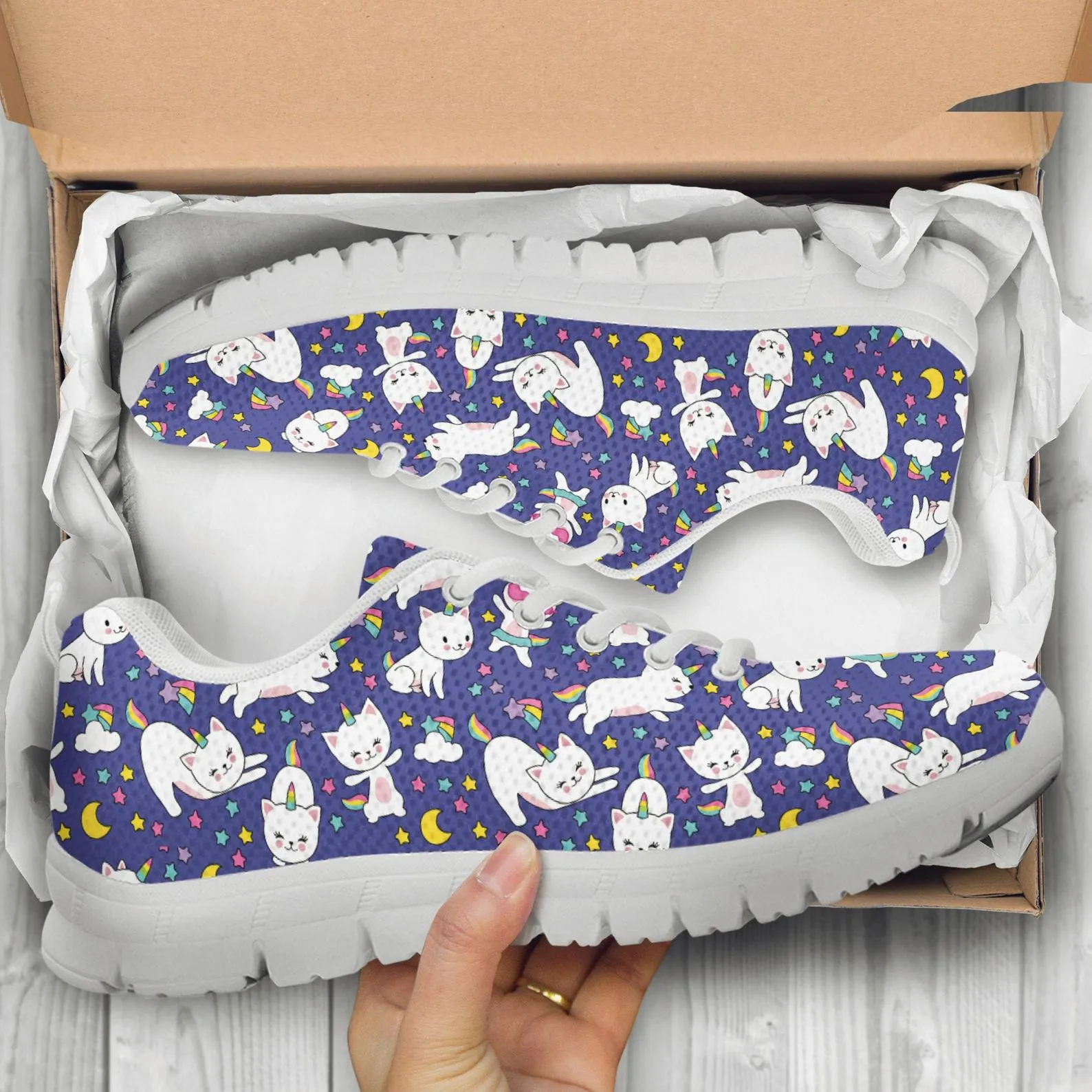 Blue Cat Shoes Cat Printed Sneakers Kitty Running Shoes Cat Owner Gifts Clothing for Womens Mens Kids Adults