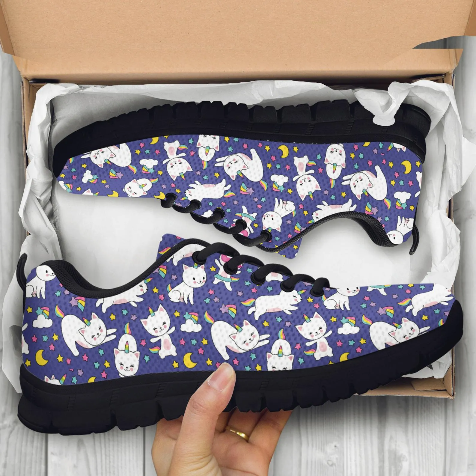 Blue Cat Shoes Cat Printed Sneakers Kitty Running Shoes Cat Owner Gifts Clothing for Womens Mens Kids Adults