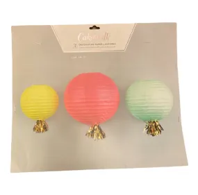 Cakewalk 3 Large Paper Lanterns Party Decorations Pink Blue Yellow