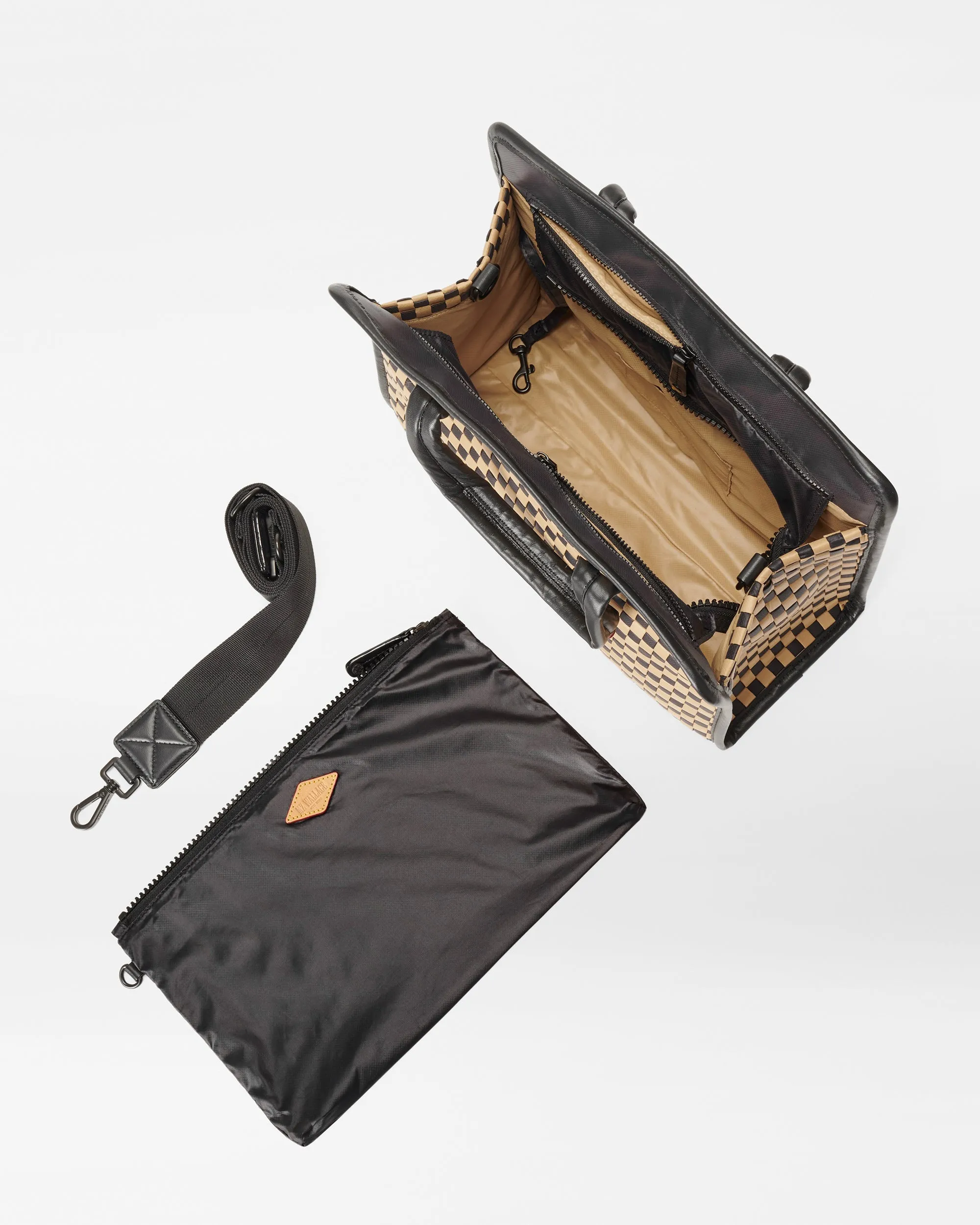 Camel & Black Medium Woven Box Tote