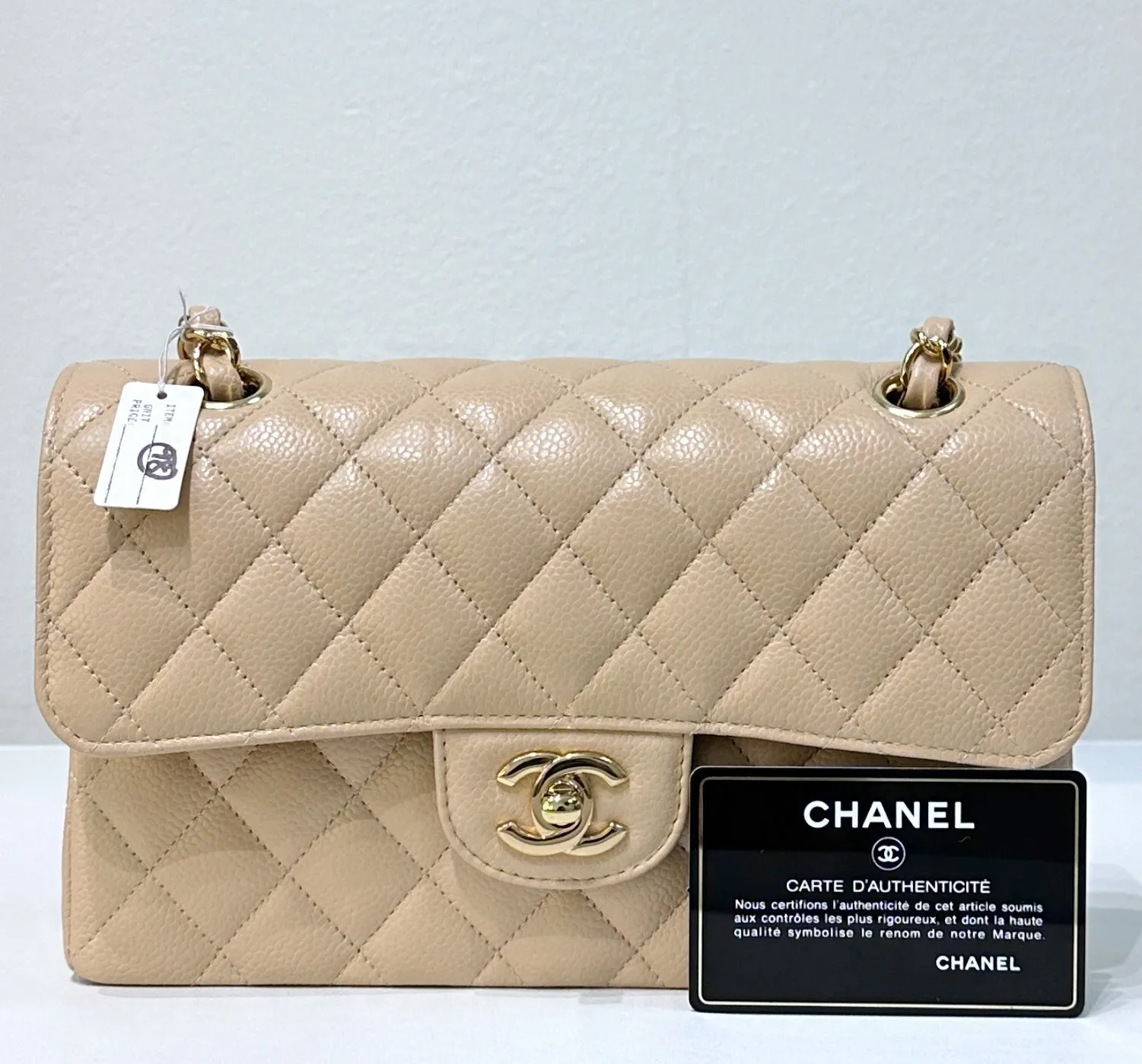 Chanel Classic Small Beige Caviar GHW