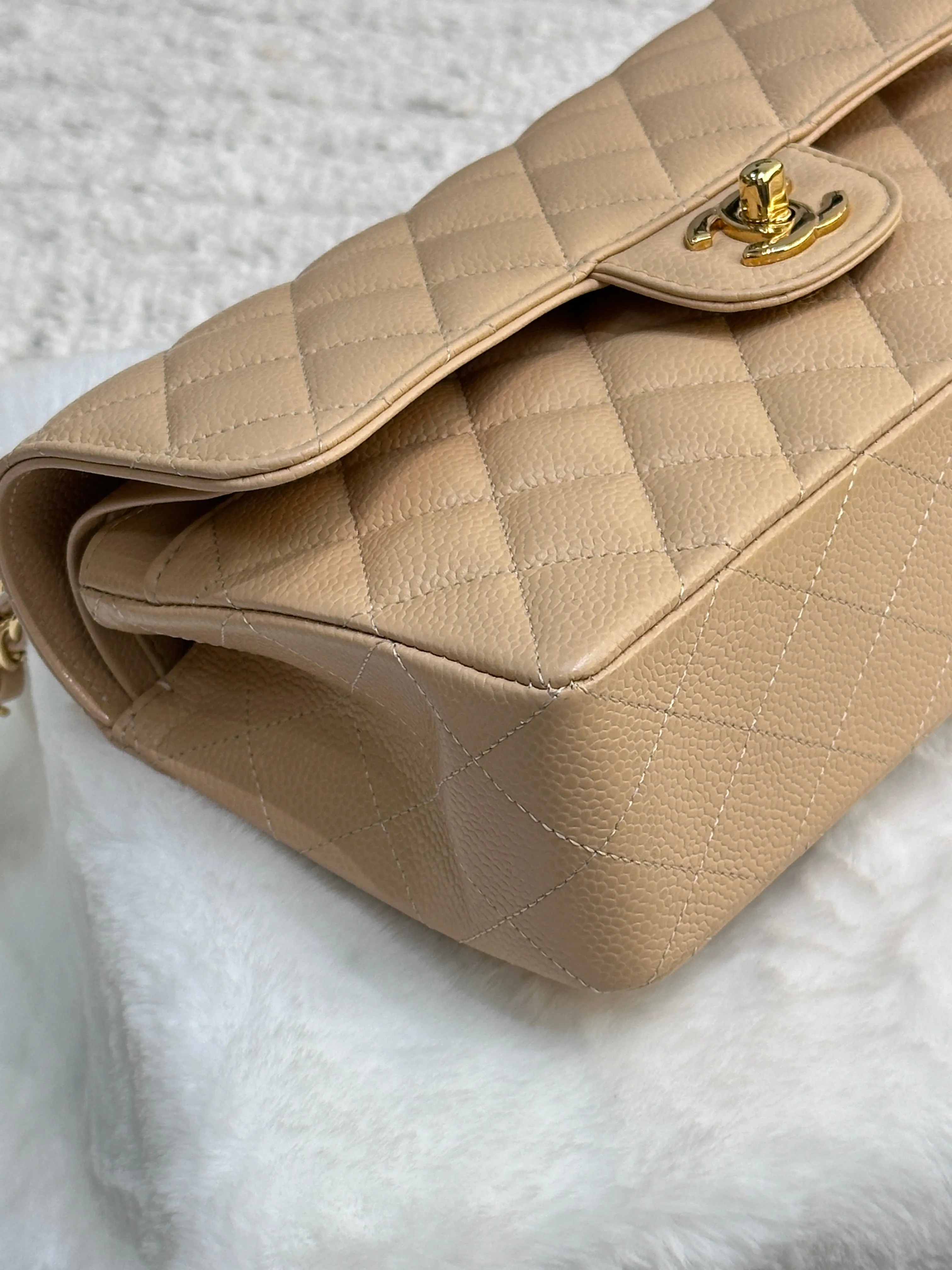 Chanel Classic Small Beige Caviar GHW