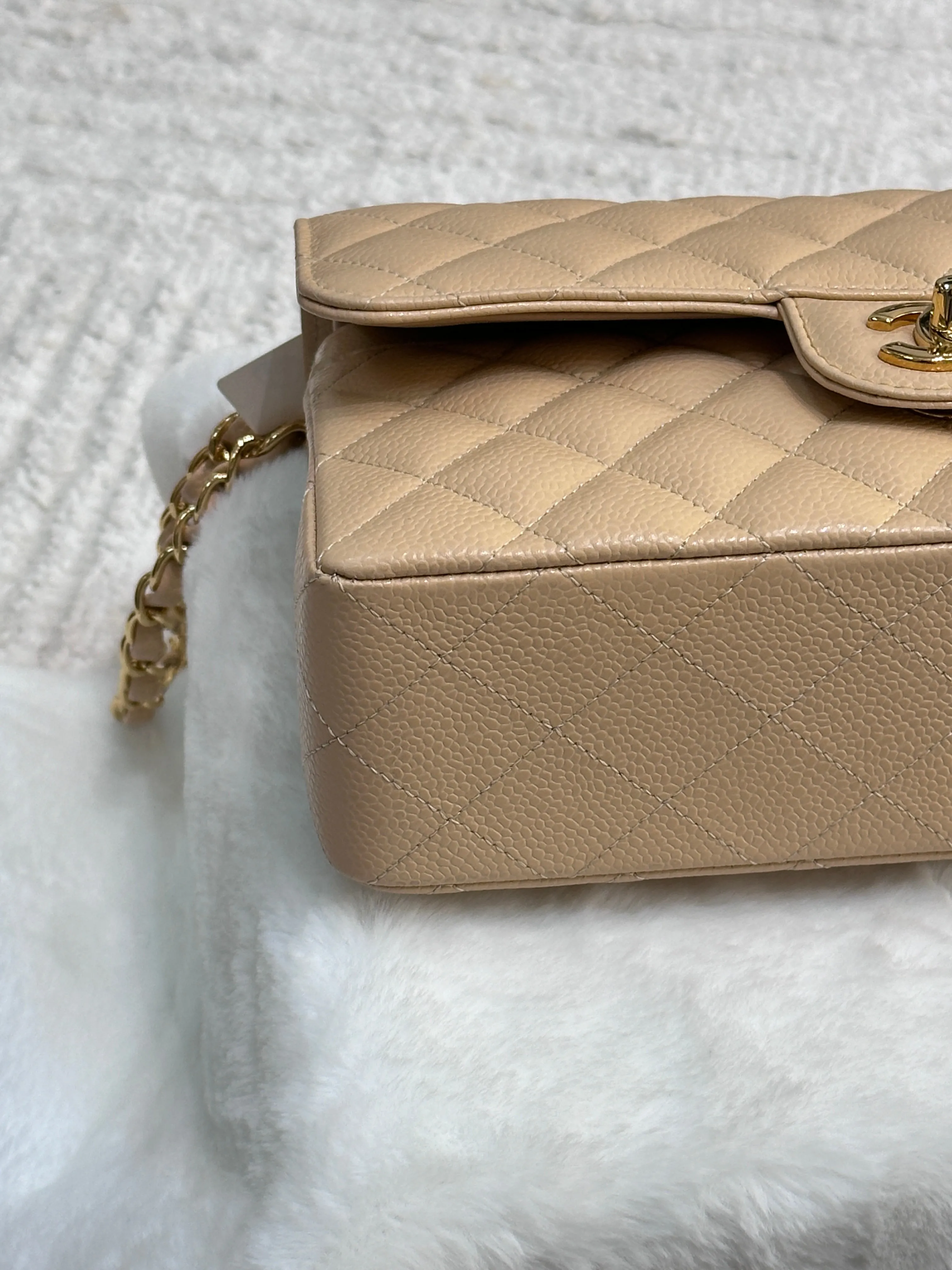 Chanel Classic Small Beige Caviar GHW