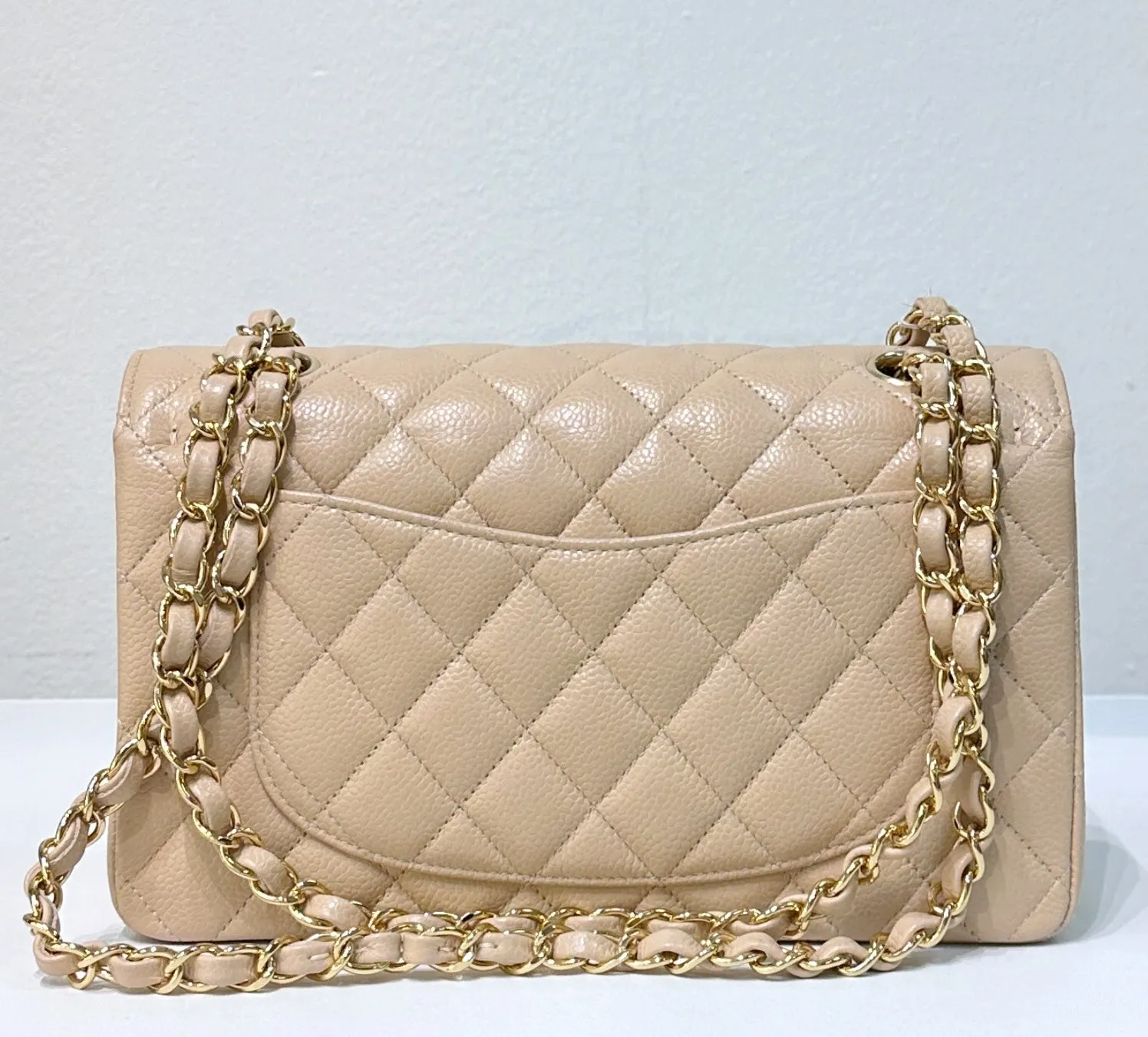 Chanel Classic Small Beige Caviar GHW