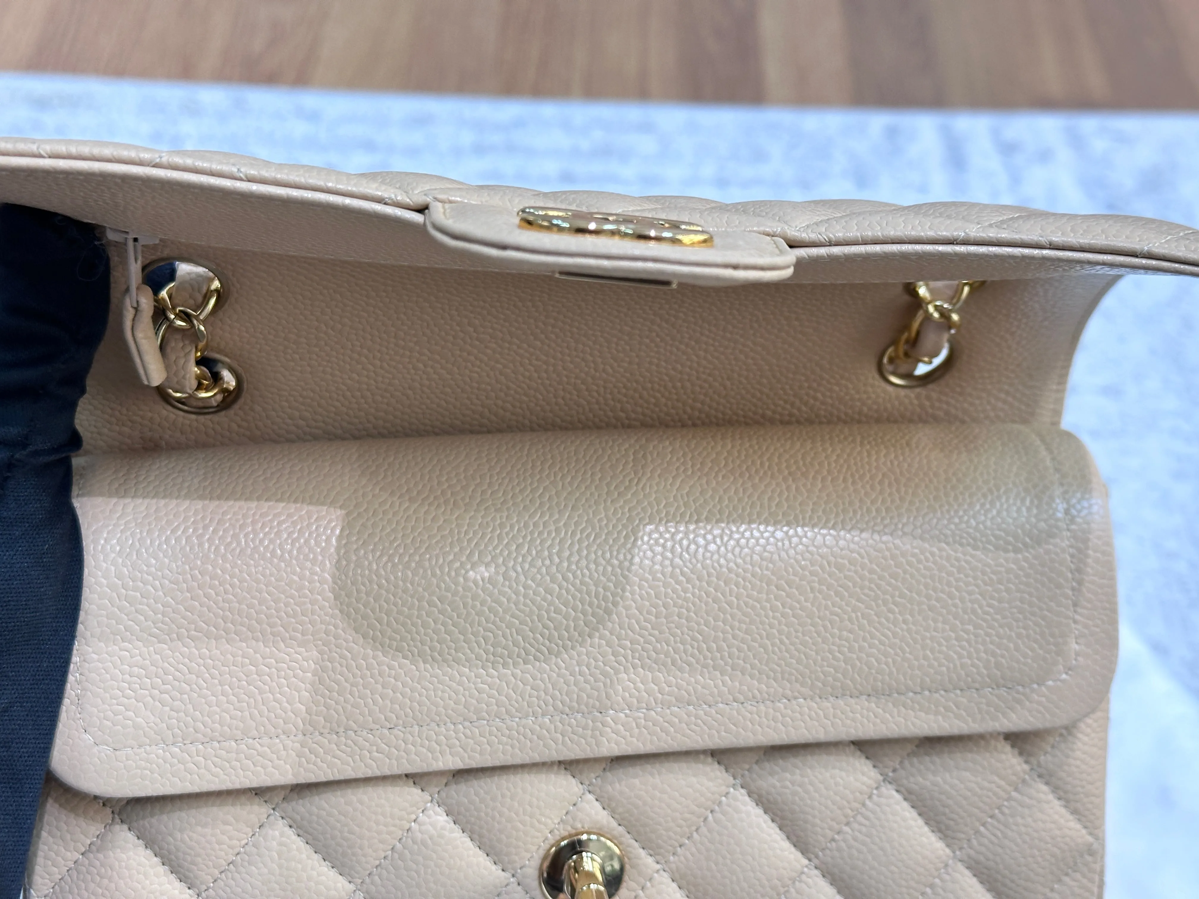 Chanel Classic Small Beige Caviar GHW