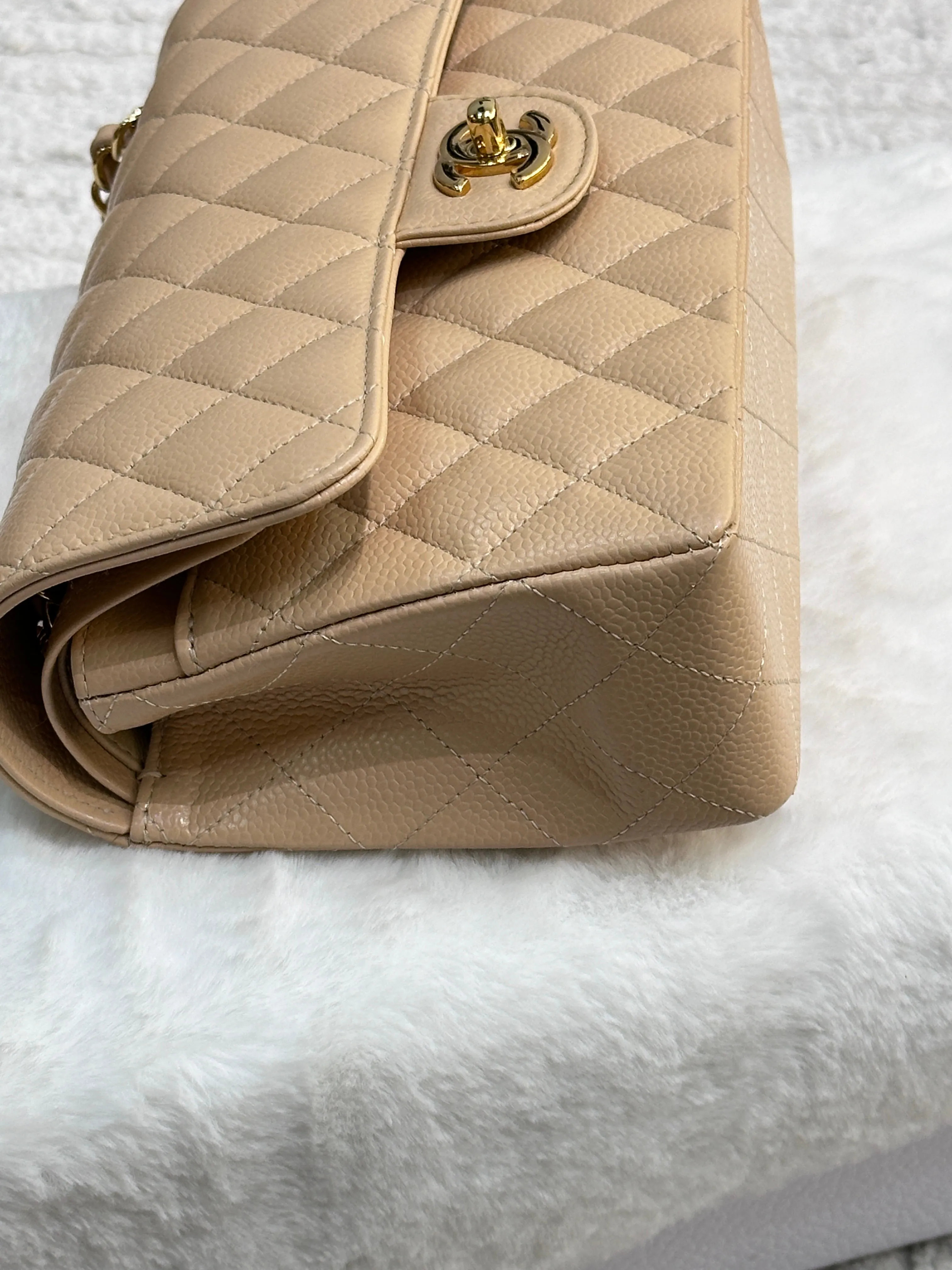 Chanel Classic Small Beige Caviar GHW