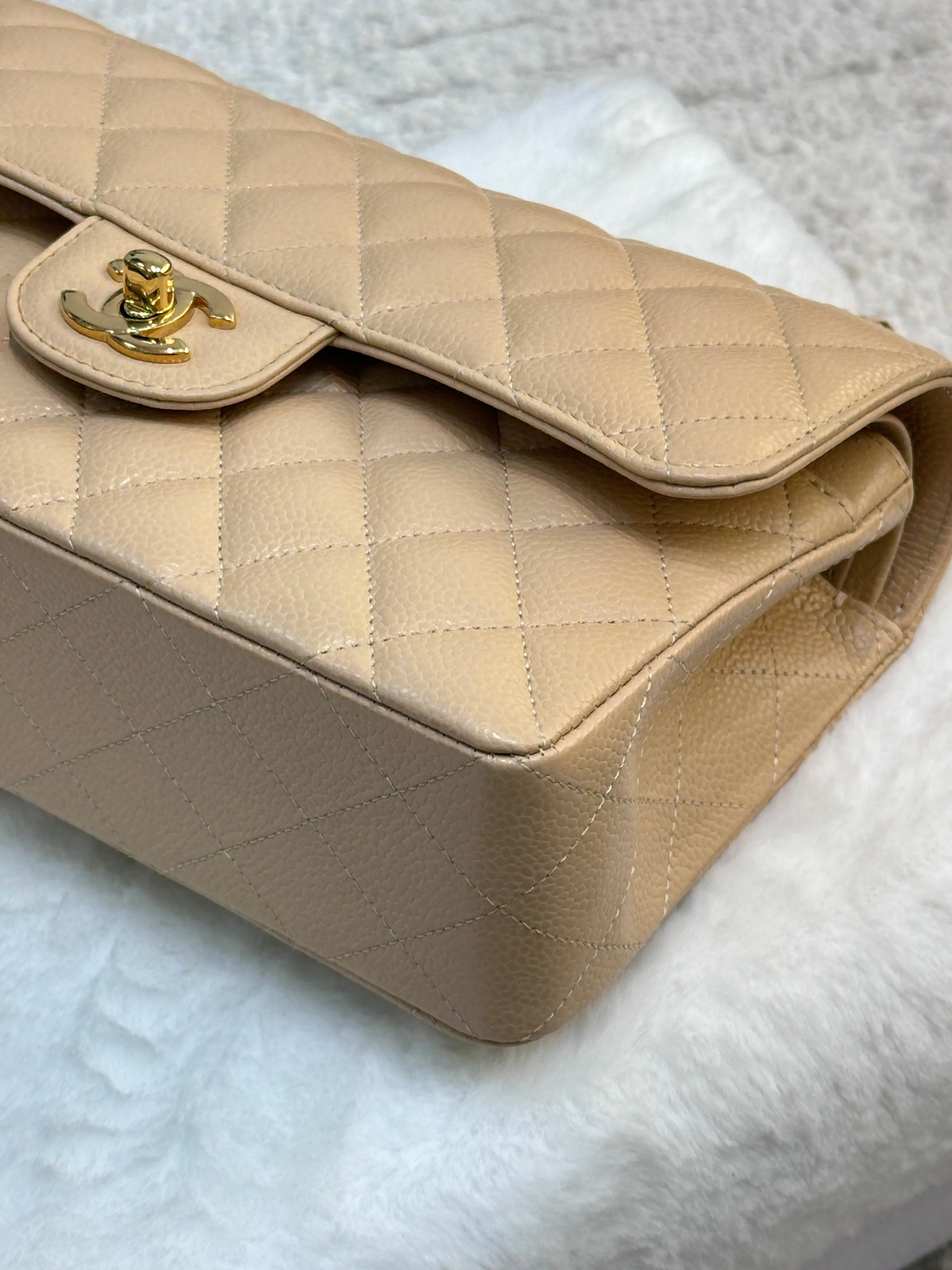 Chanel Classic Small Beige Caviar GHW