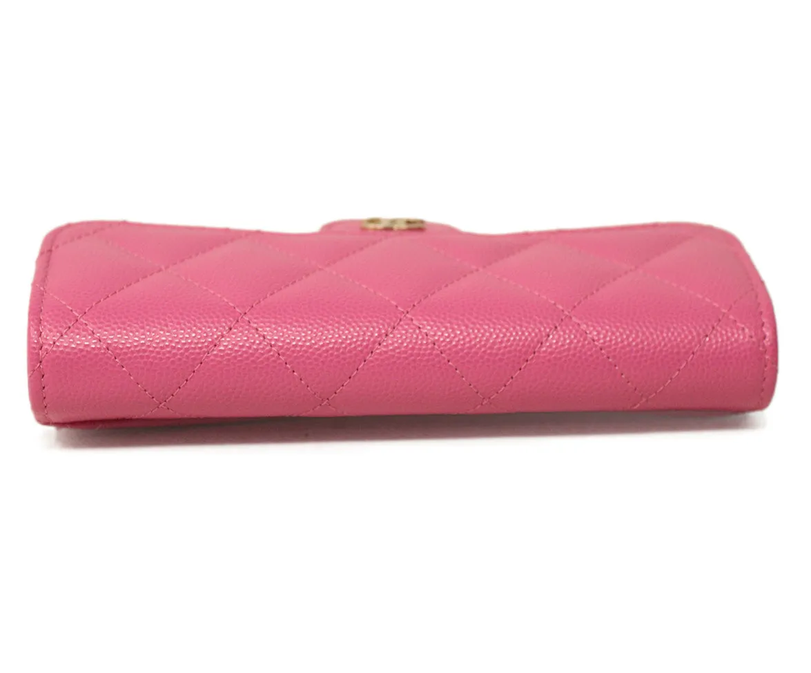 Chanel Pink Caviar Leather Wallet