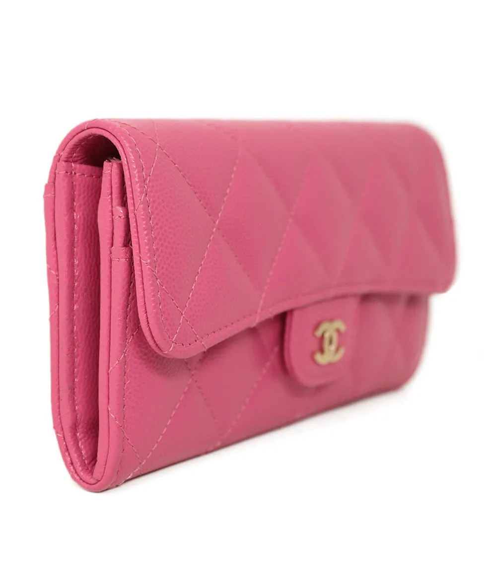 Chanel Pink Caviar Leather Wallet