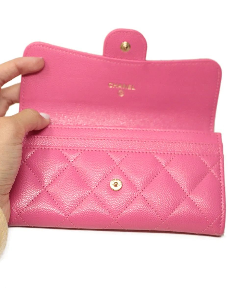 Chanel Pink Caviar Leather Wallet