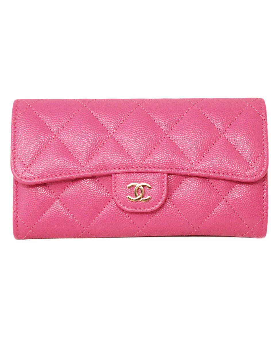 Chanel Pink Caviar Leather Wallet