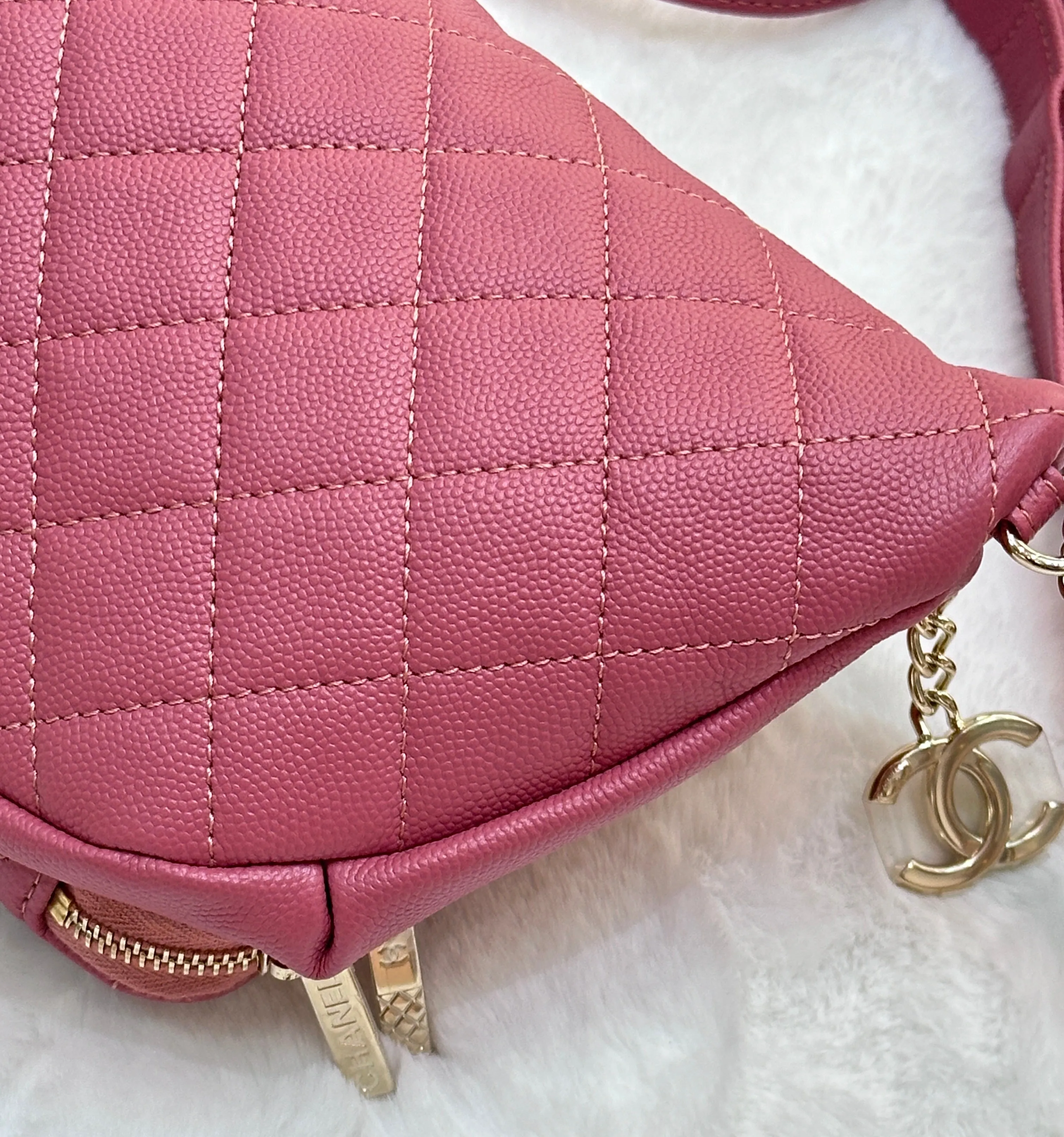 Chanel Pink Quilted Waist Bag