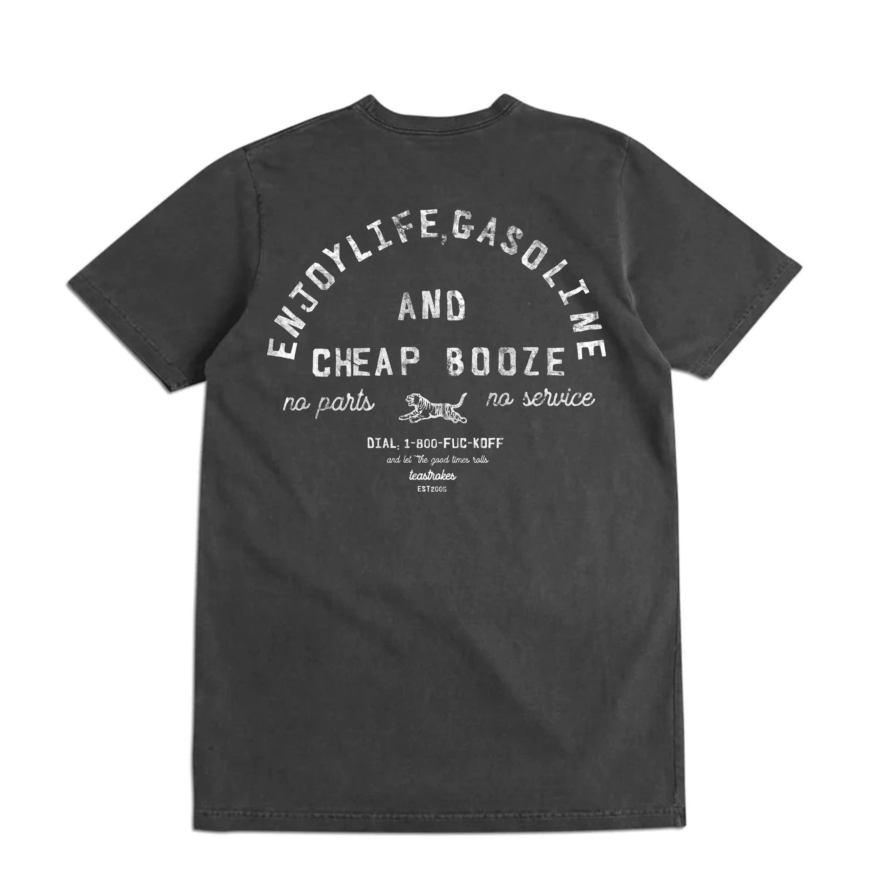 Cheap Booze print [ Unisex Vintage tee ] Faded Black