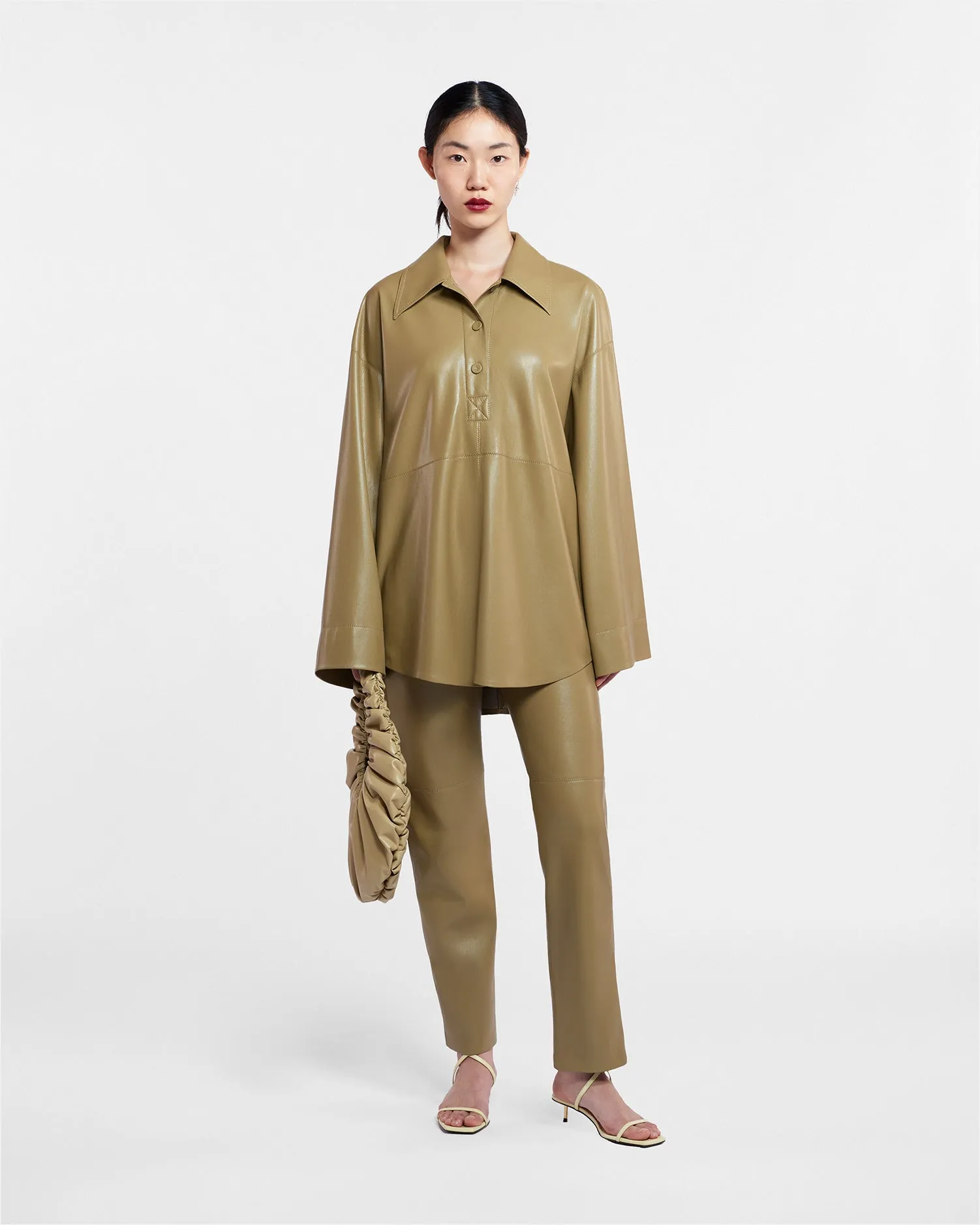 Clarice - Sale Okobor™Alt-Leather Top - Khaki Okobor