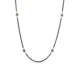 Contrast Textile Station Necklace in Emerald