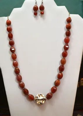 Dark Fire Agate Necklace and Earrings