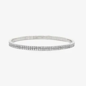 Double Row 3.40CT Diamond Flexible Bangle Bracelet