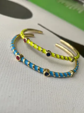 Enameled cuff bracelet