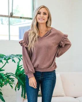 Eve Light Plum Ruffle Sleeve Sweater