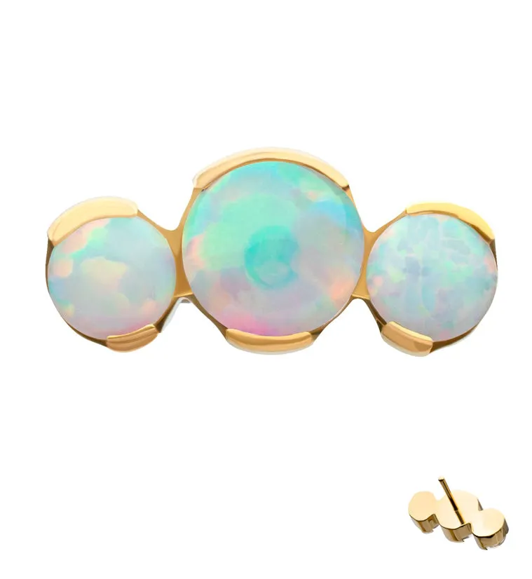 Gold PVD Semi-Bezel Triple White Opalite Titanium Threadless Top