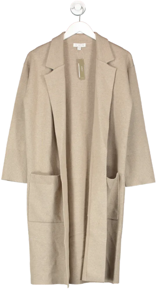 J.Crew Beige Longline Pocket Cardigan UK XXS