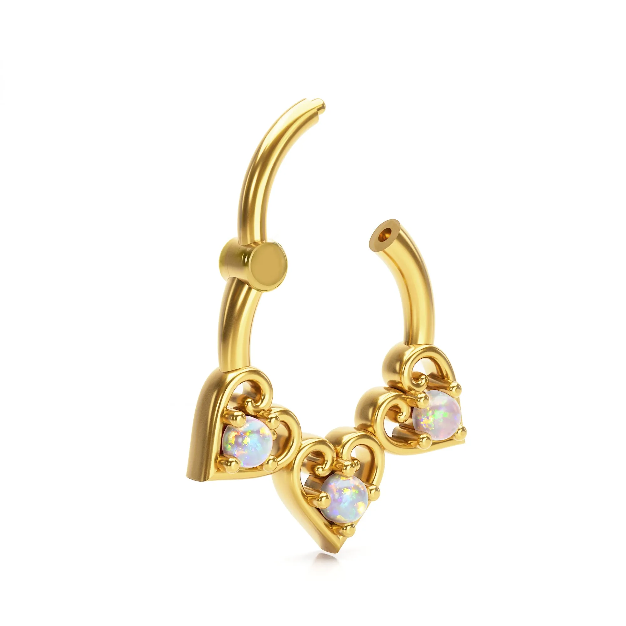 Lab Opal Heart Septum Ring