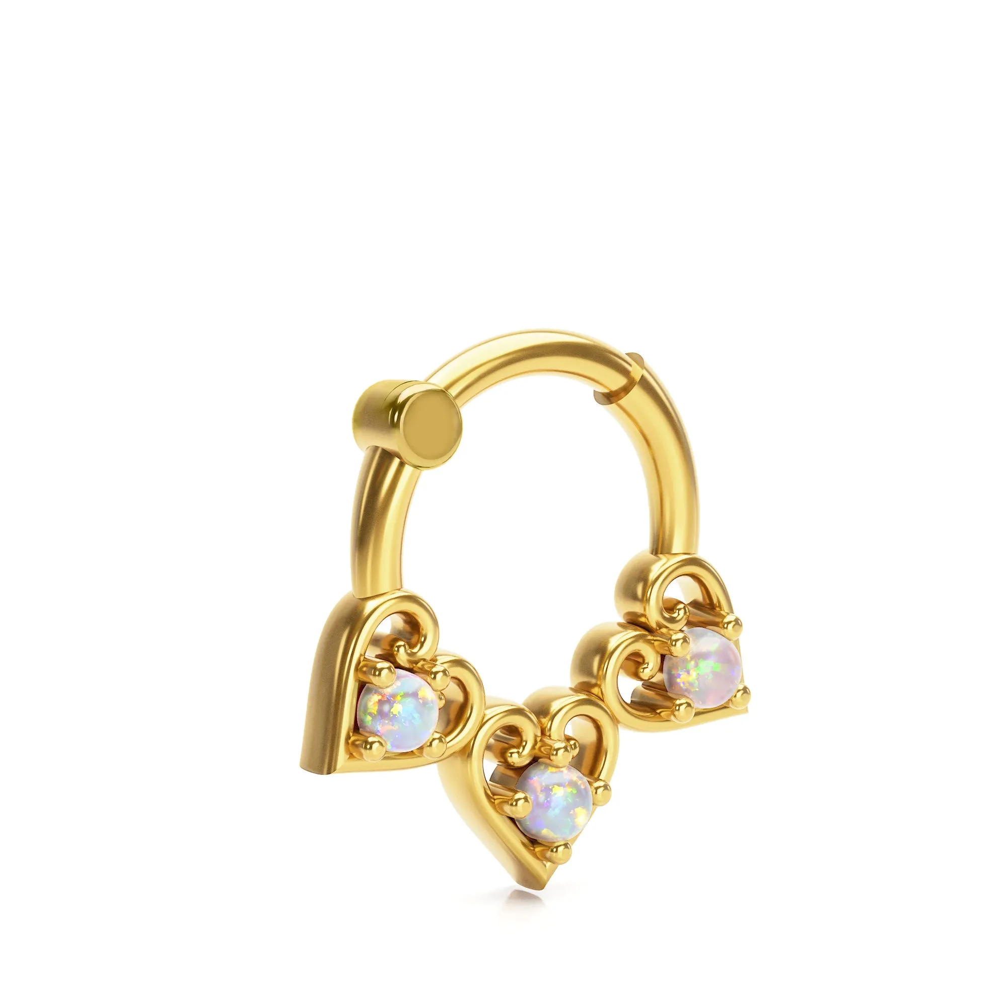 Lab Opal Heart Septum Ring