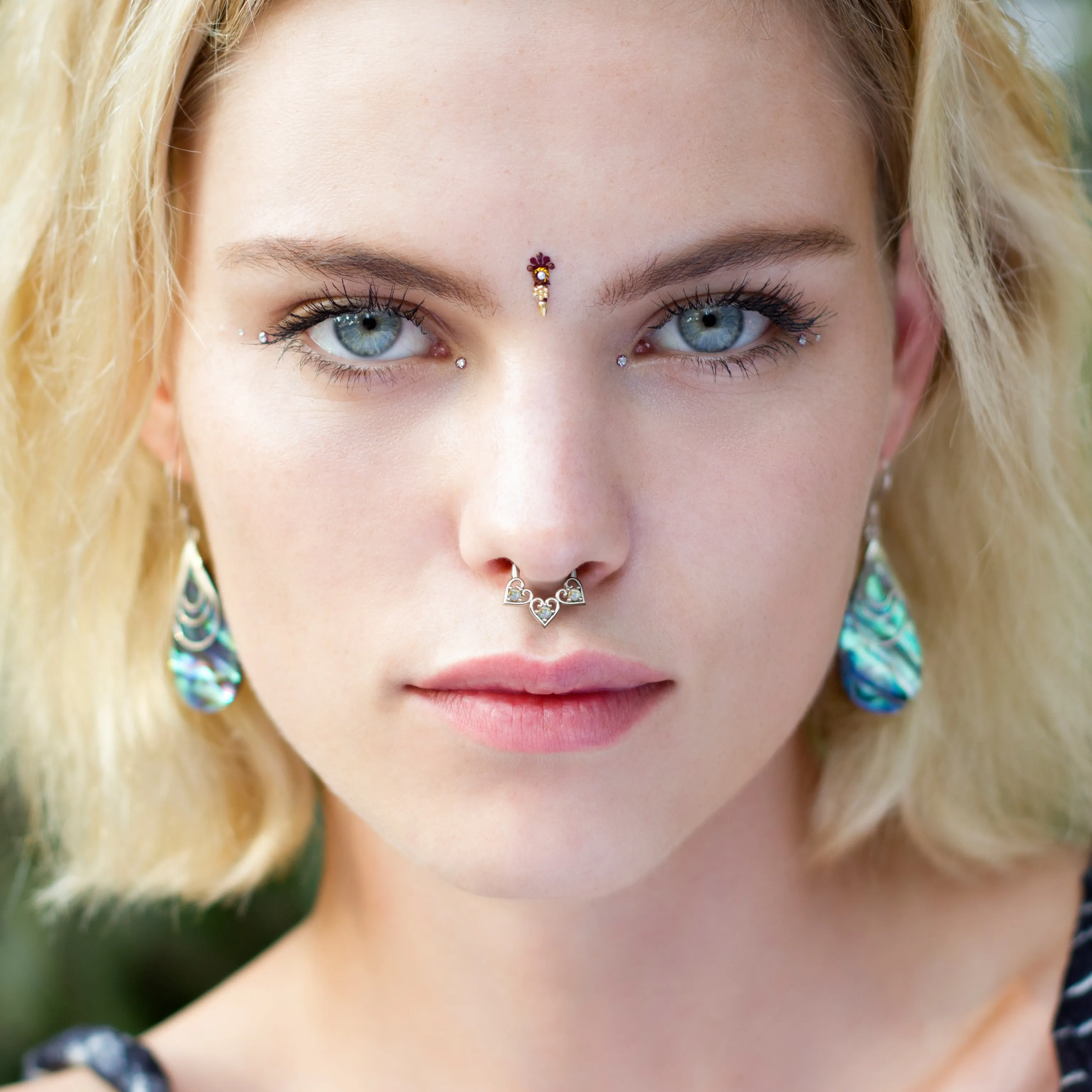 Lab Opal Heart Septum Ring