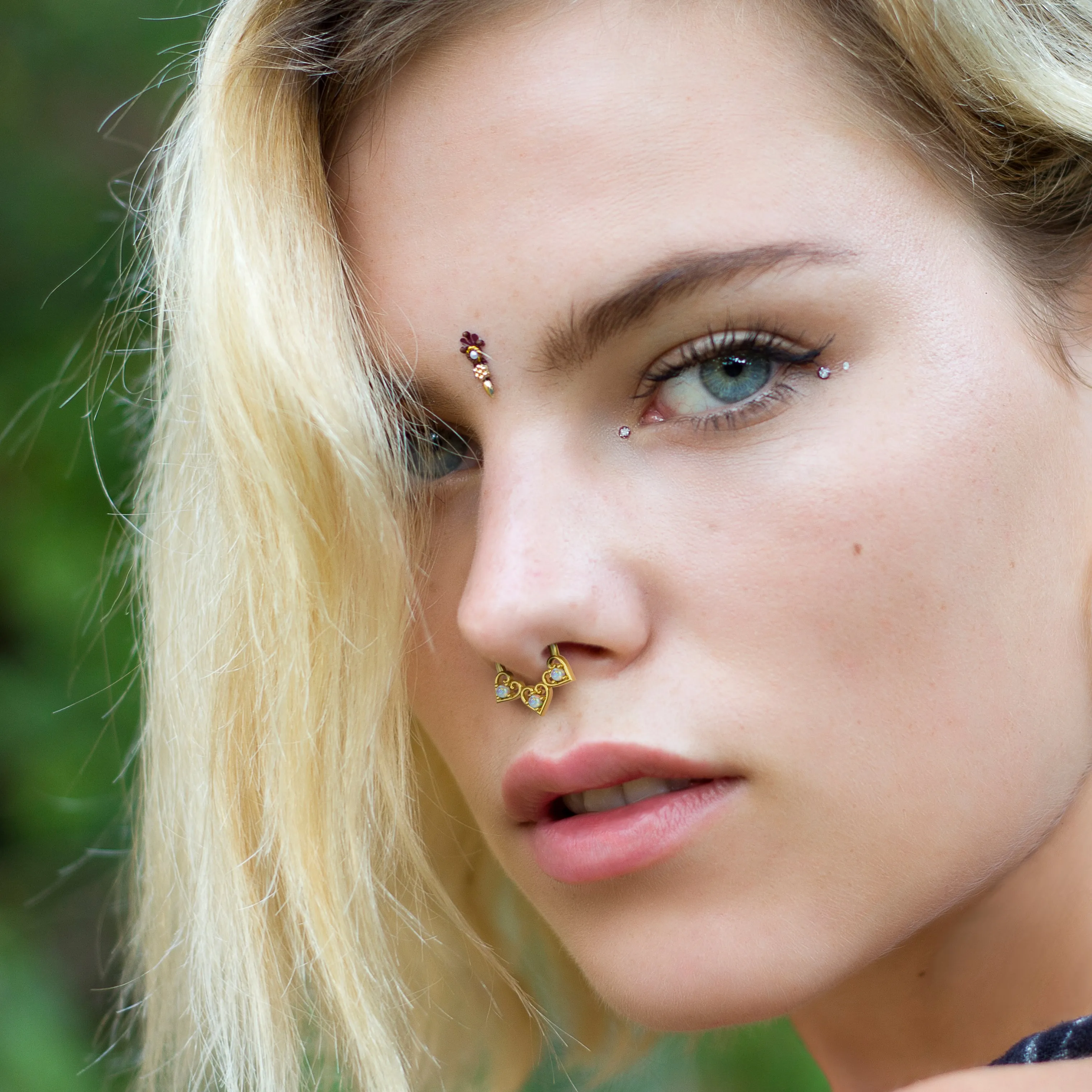 Lab Opal Heart Septum Ring