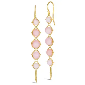 Long Textile Earring in Pink Opal