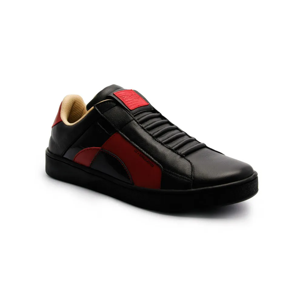 Men's Icon Dots Black Red Leather Sneakers 02984-991