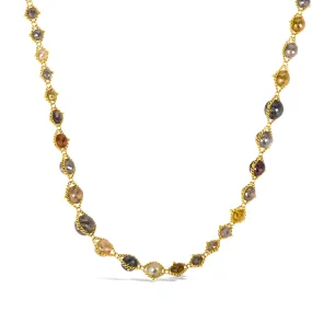 Multi-Colored Diamond Textile Necklace