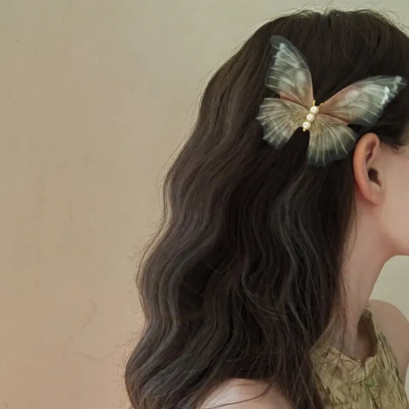 Pearl Mesh Butterfly Hair Clip