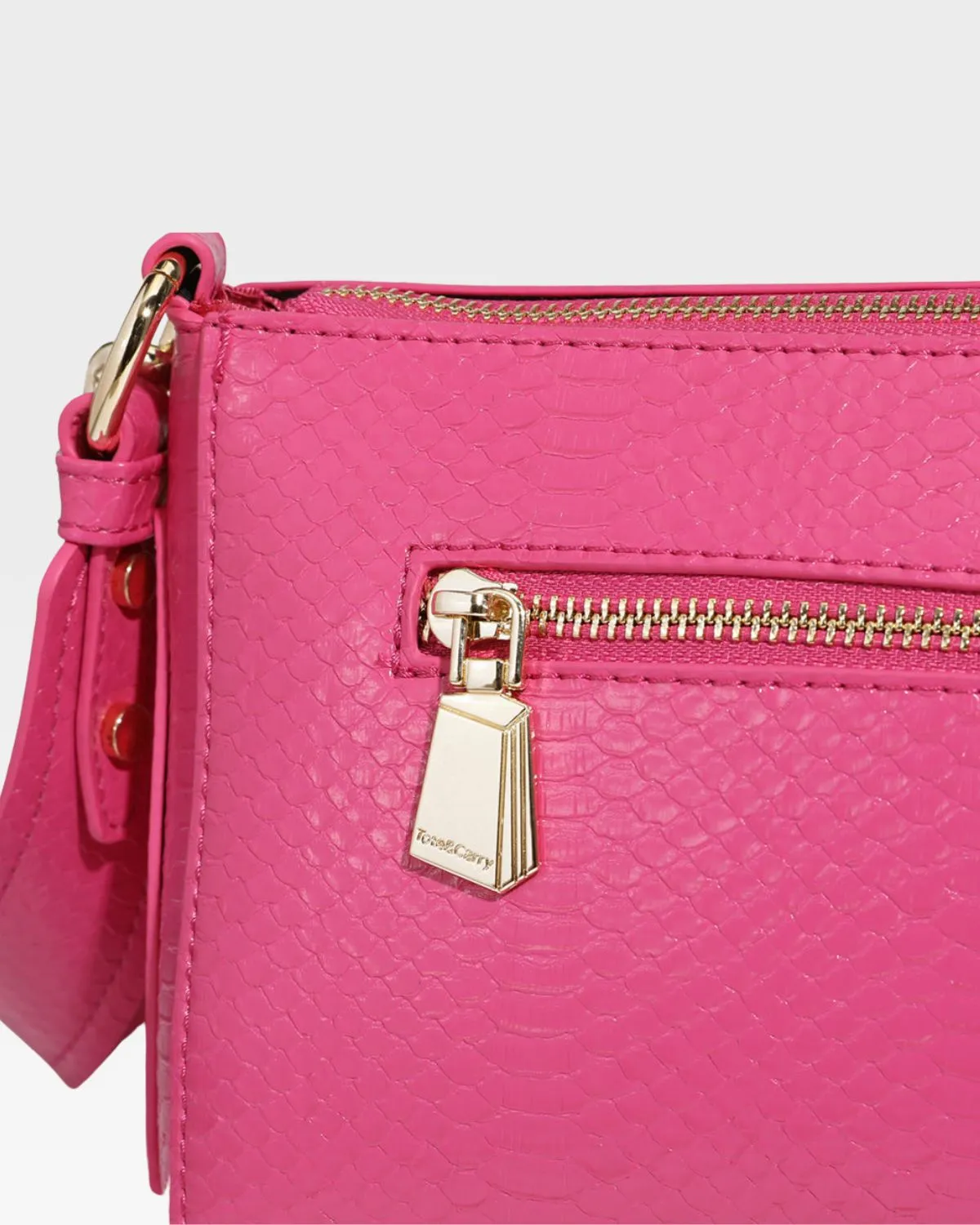 Pink Faux Python Shoulder Bag