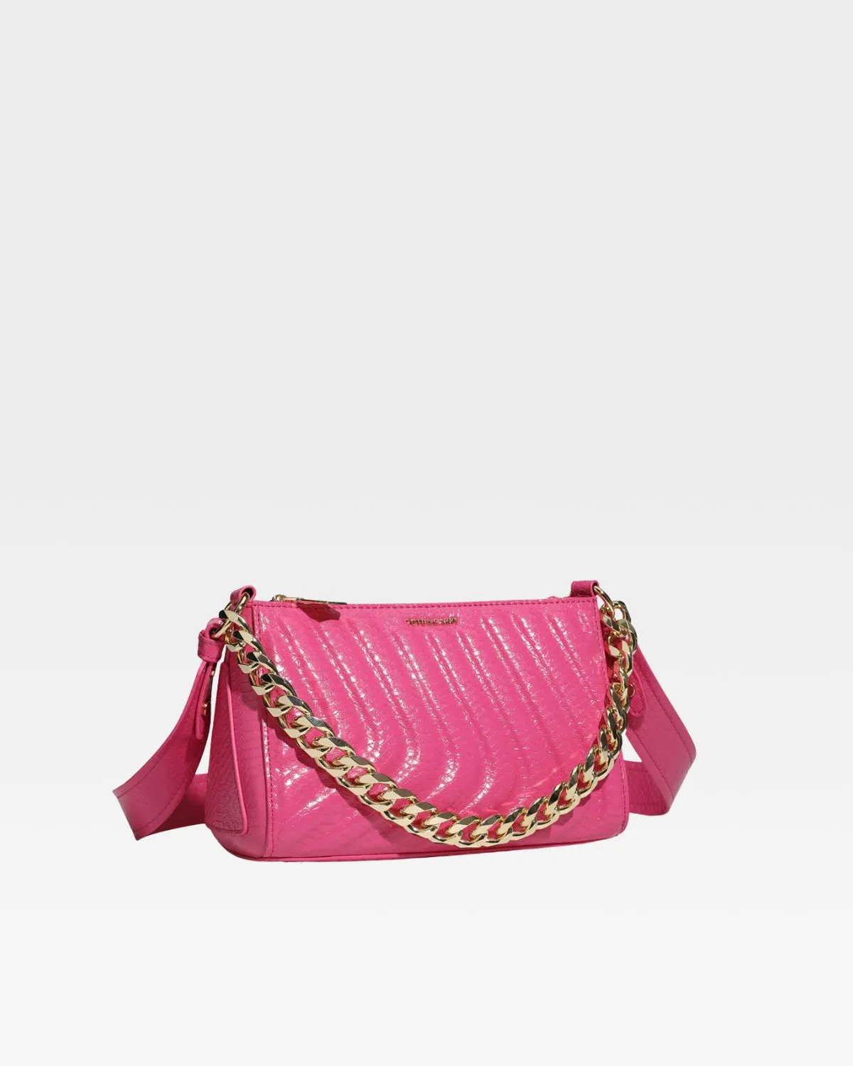 Pink Faux Python Shoulder Bag