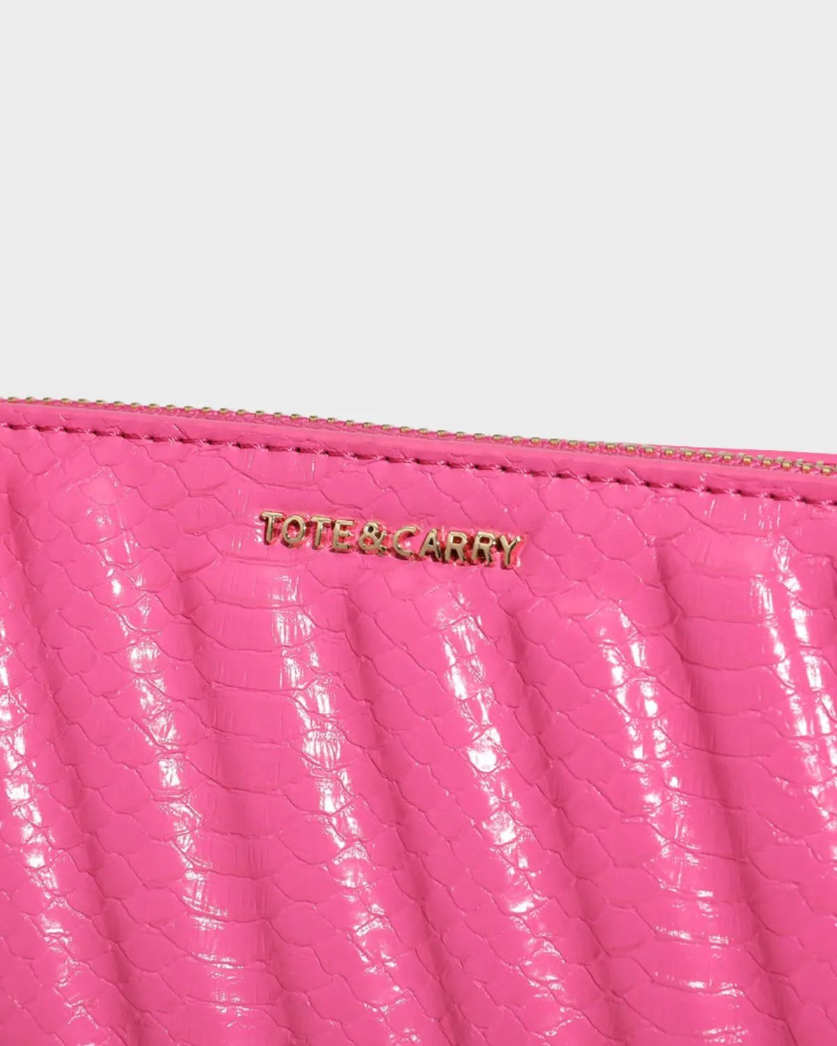 Pink Faux Python Shoulder Bag